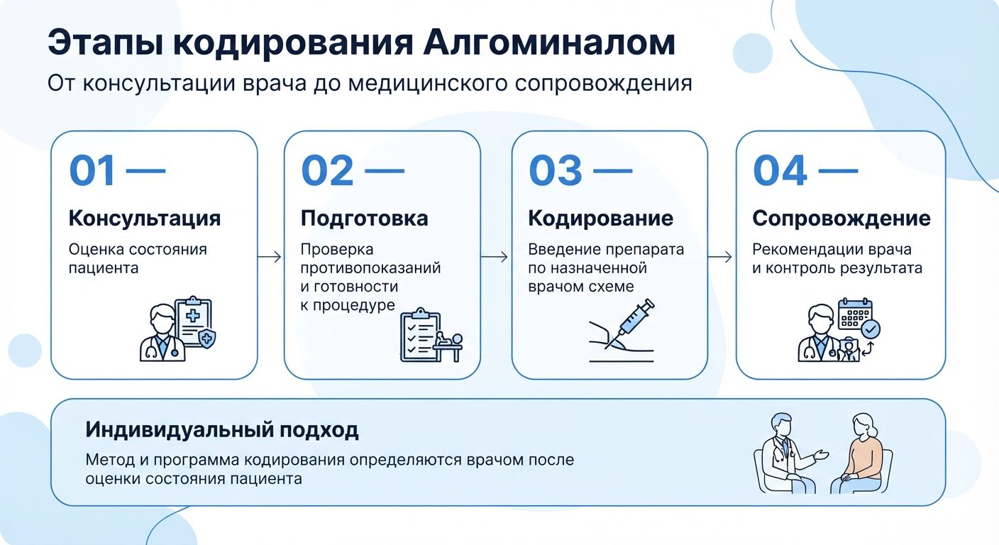 Кодирование препаратом «Алгоминал» в Лангепасе инфографика